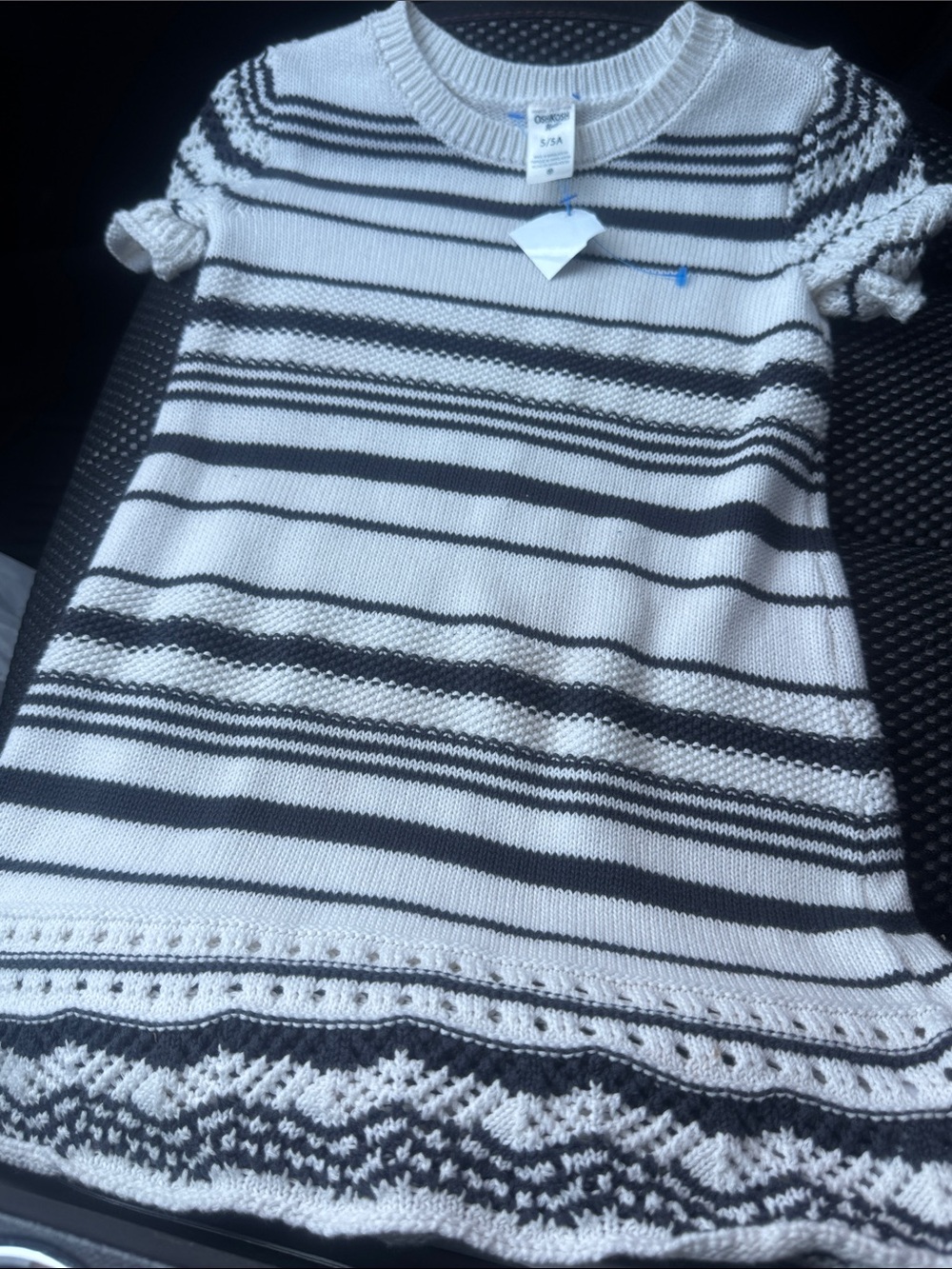 OshKosh B'gosh Black and White Striped Short Sleeve Knit Dress